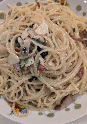 ベーコンとほうれん草のワンパンパスタ-レシピのメイン写真