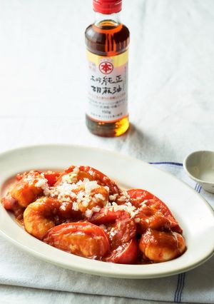 大人のお弁当に！ごま油とトマトのえびチリ-レシピのメイン写真