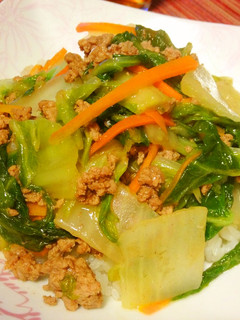 白菜とひき肉の中華丼風-レシピのメイン写真