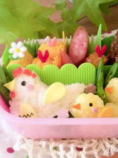 キャラ弁♪にわとり&ひよこちゃん弁当-レシピのメイン写真