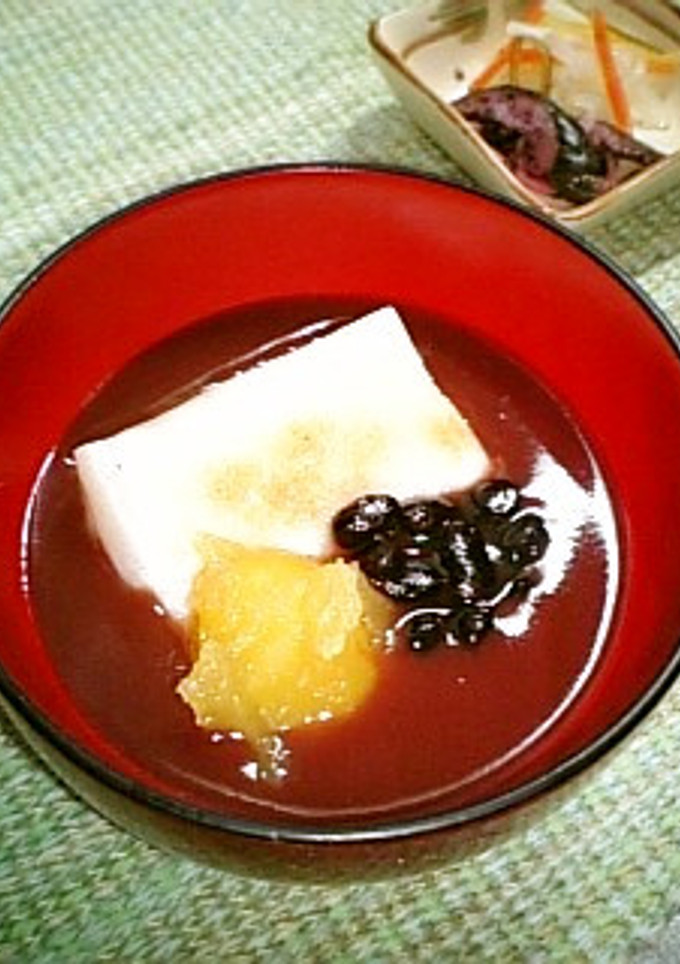 お正月の残った甘味を添えて焼き餅のお汁粉-レシピのメイン写真