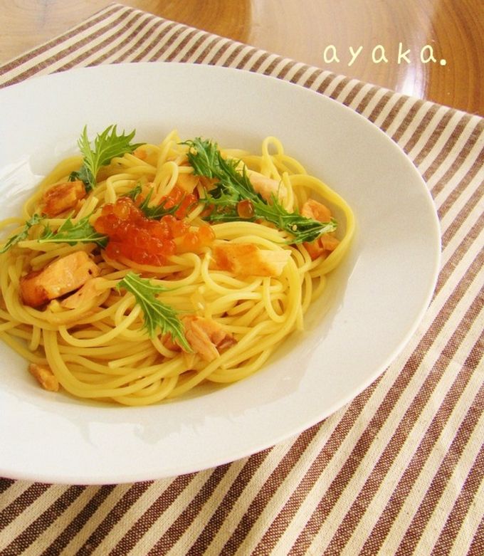 鮭と水菜の和風パスタ✿-レシピのメイン写真