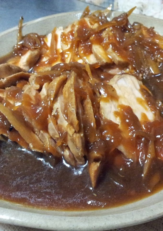 鶏ムネ肉しっとり煮とりごぼーソース-レシピのメイン写真