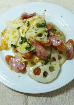 レンコンのチーズ焼き(にんにく風味)-レシピのメイン写真
