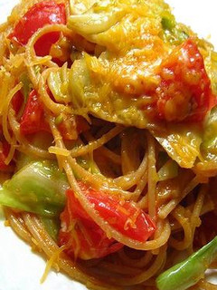チーズとろ~り♪トマトとキャベツのピリ辛全粒粉パスタ-レシピのメイン写真