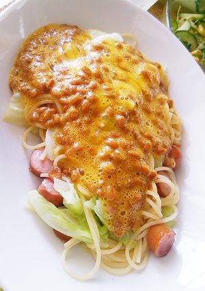 ヤミつき注意！卵かけ納豆ペペロンチーノ-レシピのメイン写真