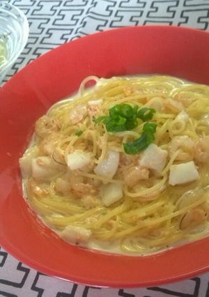 シーフードのクリームパスタ-レシピのメイン写真