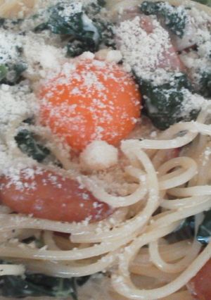 ウィンナーとほうれん草のクリームパスタ-レシピのメイン写真
