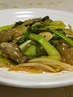 牡蠣とチンゲン菜のピリ辛炒め-レシピのメイン写真