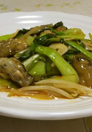 牡蠣とチンゲン菜のピリ辛炒め-レシピのメイン写真