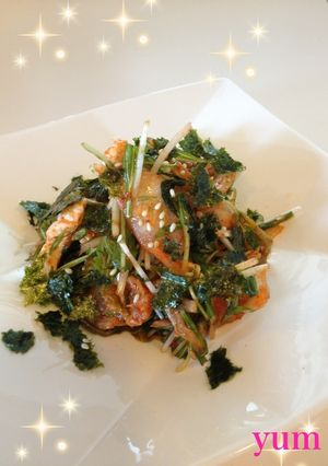 簡単☆ キムチと水菜と鶏ムネ肉のサラダ-レシピのメイン写真
