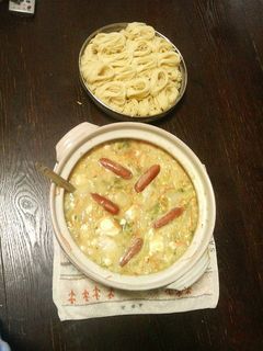土鍋でシチュー。スープスパゲッティー。-レシピのメイン写真