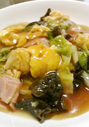 レタスと玉子の中華風甘酢餡かけ-レシピのメイン写真