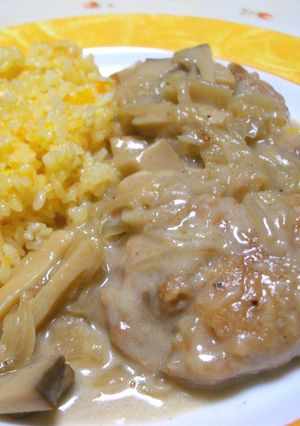 鶏のクリーム煮ニンジンご飯添え（独り用）-レシピのメイン写真