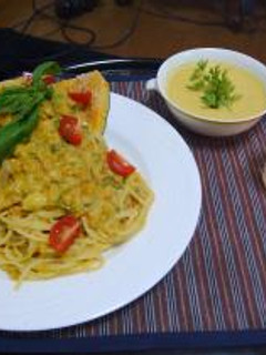 かぼちゃで冷製パスタ&スープ・・・旬でもねえのに・・・・・-レシピのメイン写真