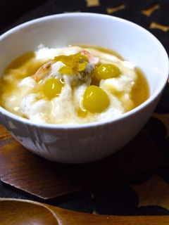 熱々銀あんかけをかけて、豆腐の山芋蒸し。-レシピのメイン写真