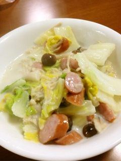 白菜とウィンナーのミルク煮-レシピのメイン写真