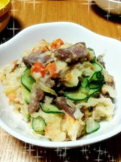 余ったお肉で☆焼肉ポテトサラダ☆-レシピのメイン写真