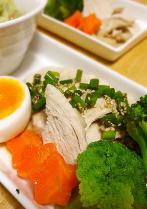 蒸し鶏と温野菜の葱ソースがけ-レシピのメイン写真