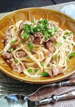 男子にも！豚肉ときのこの柚子胡椒パスタ♪-レシピのメイン写真