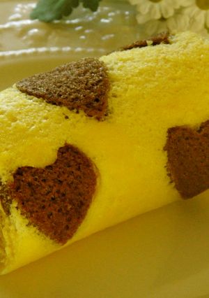 ハートがいっぱい♡くるくるロールケーキ-レシピのメイン写真