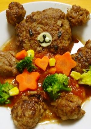 野菜のドレスを着たクマちゃんハンバーグ♡-レシピのメイン写真