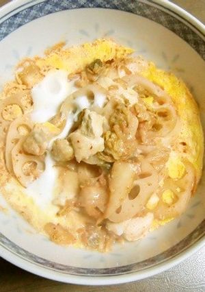 レンコン・鶏肉・キムチの、卵とじ-レシピのメイン写真