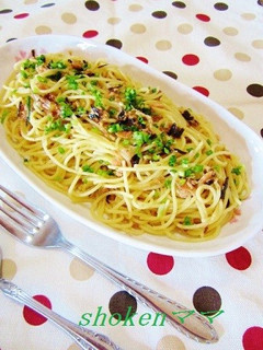 鮭フレーク&塩こんぶのおかかパスタ♪-レシピのメイン写真