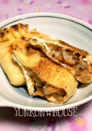 パリッサクッふわ♪キムチ納豆の焼き巾着-レシピのメイン写真