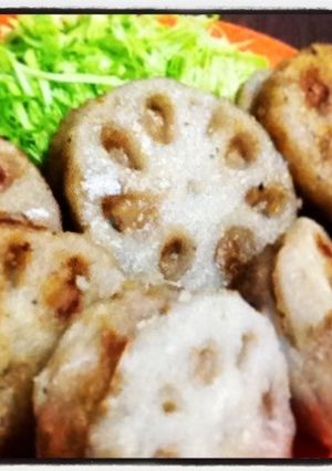 酒粕とドライトマトの蓮根はさみ揚げ♡-レシピのメイン写真