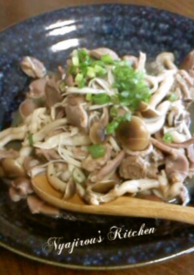 砂肝とキノコのにんにく炒め-レシピのメイン写真