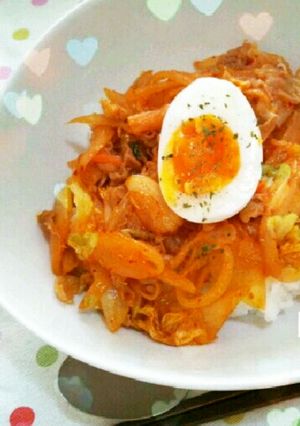 1人のお手軽ランチに豚キムチ丼＊-レシピのメイン写真
