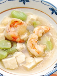 クルマエビとそら豆の豆腐あんかけ-レシピのメイン写真