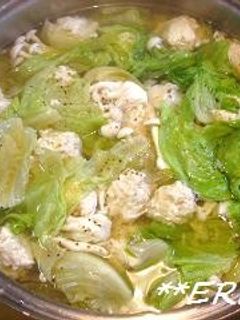 鶏団子レタス鍋♪♪-レシピのメイン写真