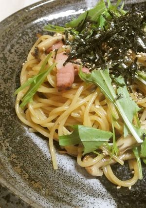 きのことベーコンのガーリック醤油パスタ-レシピのメイン写真