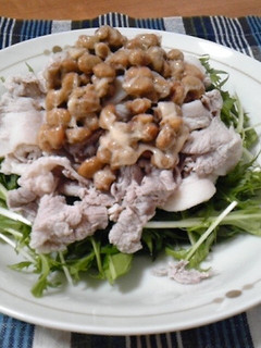 しゃきしゃき水菜の豚肉と納豆添え☆-レシピのメイン写真