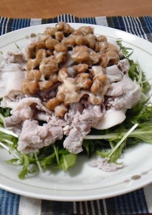 しゃきしゃき水菜の豚肉と納豆添え☆-レシピのメイン写真