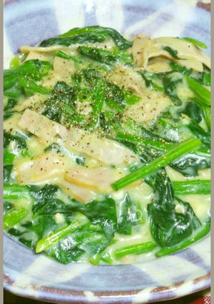 大量消費ほうれん草とハムの中華クリーム煮-レシピのメイン写真