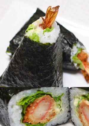 節分に☆おにぎり型deエビフライ恵方巻き-レシピのメイン写真