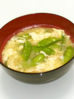 絹さやと卵のお味噌汁-レシピのメイン写真