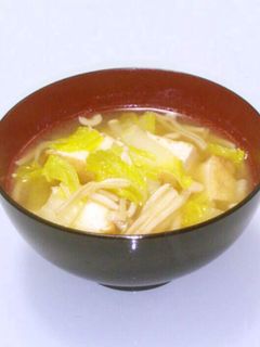 白菜とえのきと厚揚げ(豆腐)の味噌汁-レシピのメイン写真