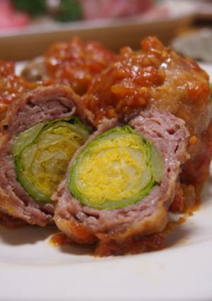 肉巻き芽キャベツのトマトソース煮込み-レシピのメイン写真