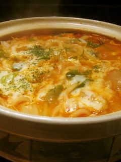 ☀とろけるチーズのトマト煮込みうどん鍋♨-レシピのメイン写真