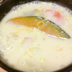 รูปของ ほっこり優しい味☆かぼちゃ豆乳白味噌汁☆