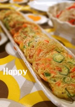 オクラ・人参のカレー味のチヂミ-レシピのメイン写真