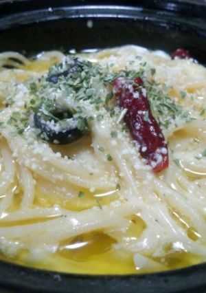 アヒージョのシメにチーズパスタはいかが？-レシピのメイン写真