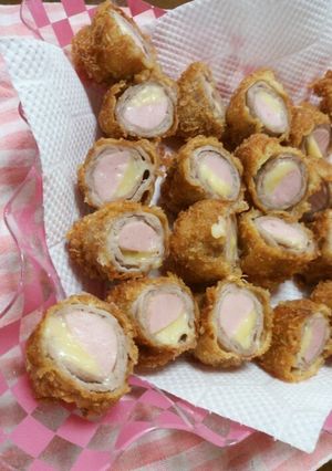 魚肉ソーセージ、チーズの肉巻き-レシピのメイン写真