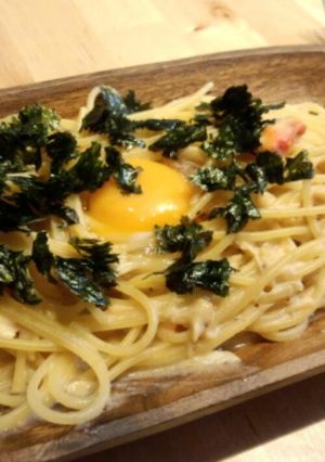 かに缶と玉ねぎのあっさり豆乳カルボナーラ-レシピのメイン写真