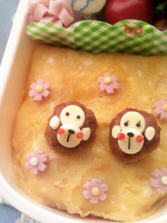 簡単!キャラ弁当☆ミートボールでおさる♪-レシピのメイン写真