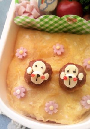 簡単！キャラ弁当☆ミートボールでおさる♪-レシピのメイン写真